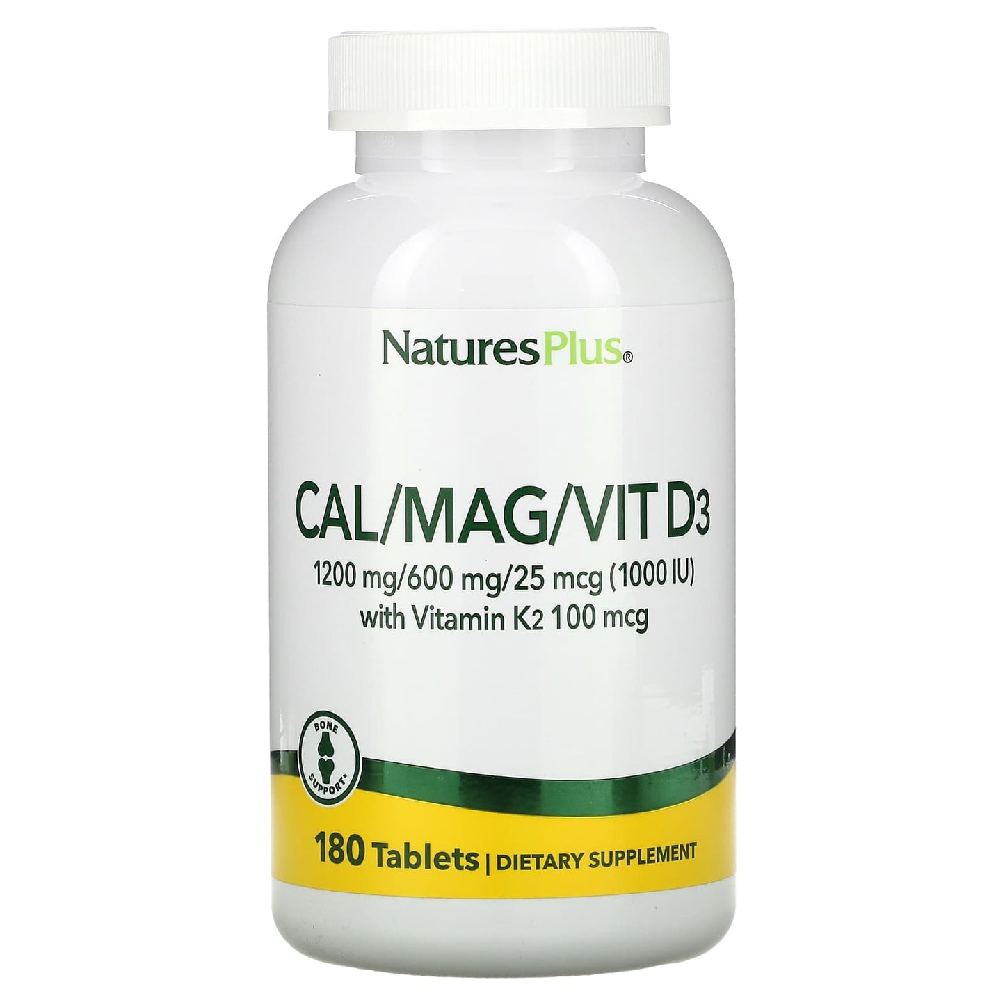 Nature's Plus, Cal/Mag/Vit D3 with Vitamin K2, 180 Tablets UPC 097467336476 | Hilife Vitamins