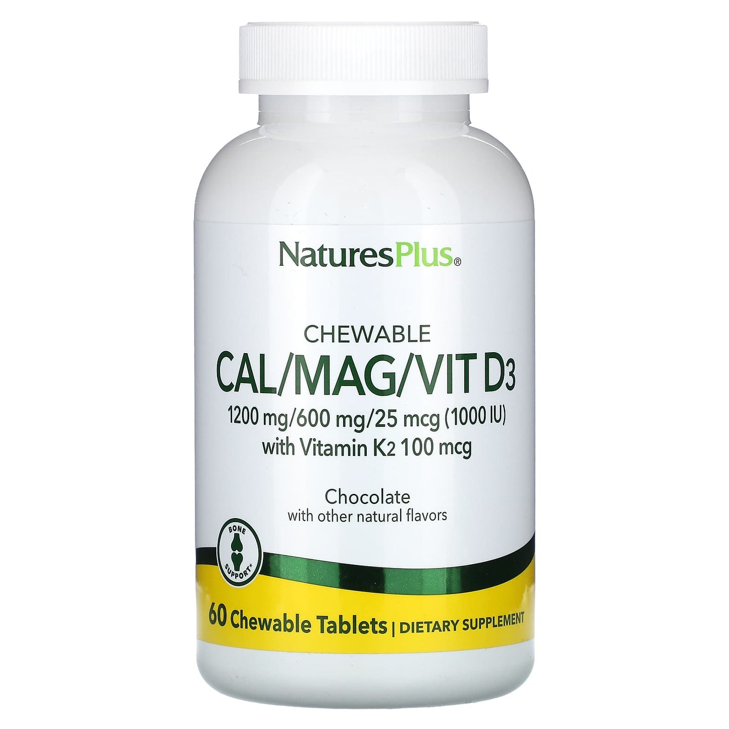 Nature's Plus, Cal/Mag With Vitamin D3 + Vitamin K2, 60 Chewables UPC 097467336483 | Hilife Vitamins