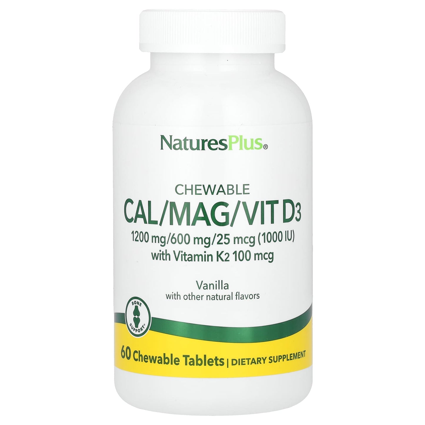 Nature's Plus, High Potency Cal/Mag/Vit D3, Vanilla Flavored, 60 Chewable Tablets UPC 097467336490 | Hilife Vitamins
