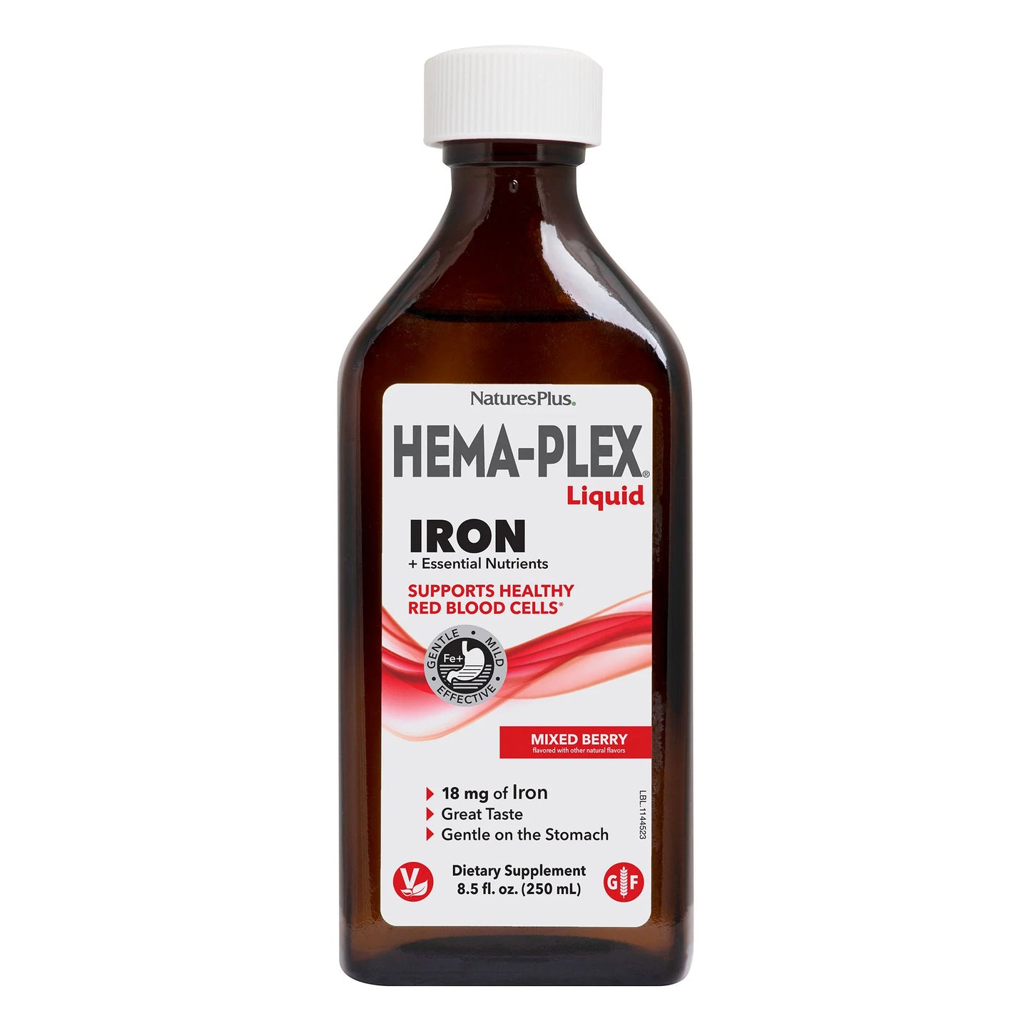 Nature's Plus, Hema-Plex Liquid, Iron + Essential Nutrients, Mixed Berry Flavor, 8.5 fl. oz. (250 mL) UPC 097467376878