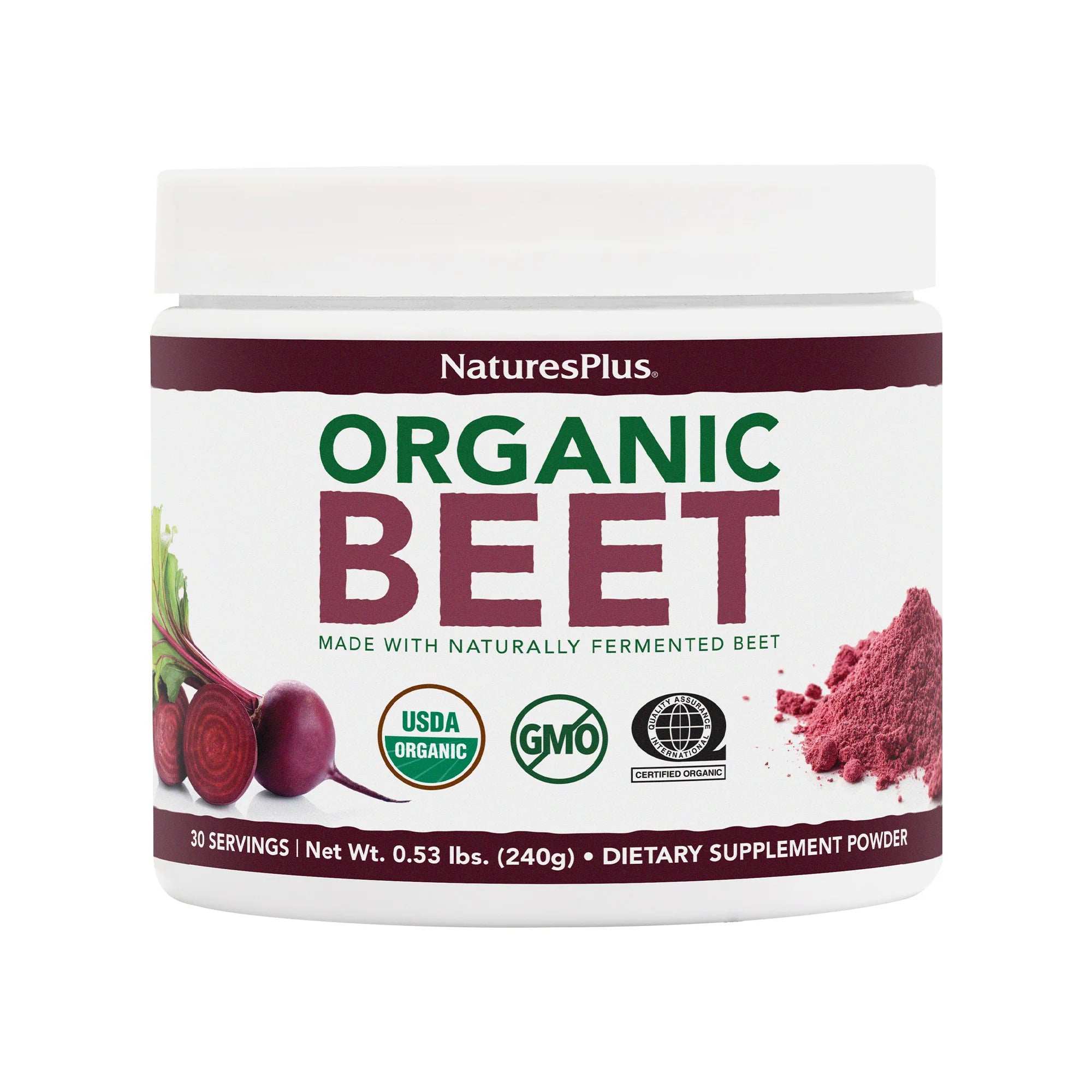 Nature's Plus, Organic Beet Powder, 0.53 lbs (240g) UPC 097467395428 | Hilife Vitamins