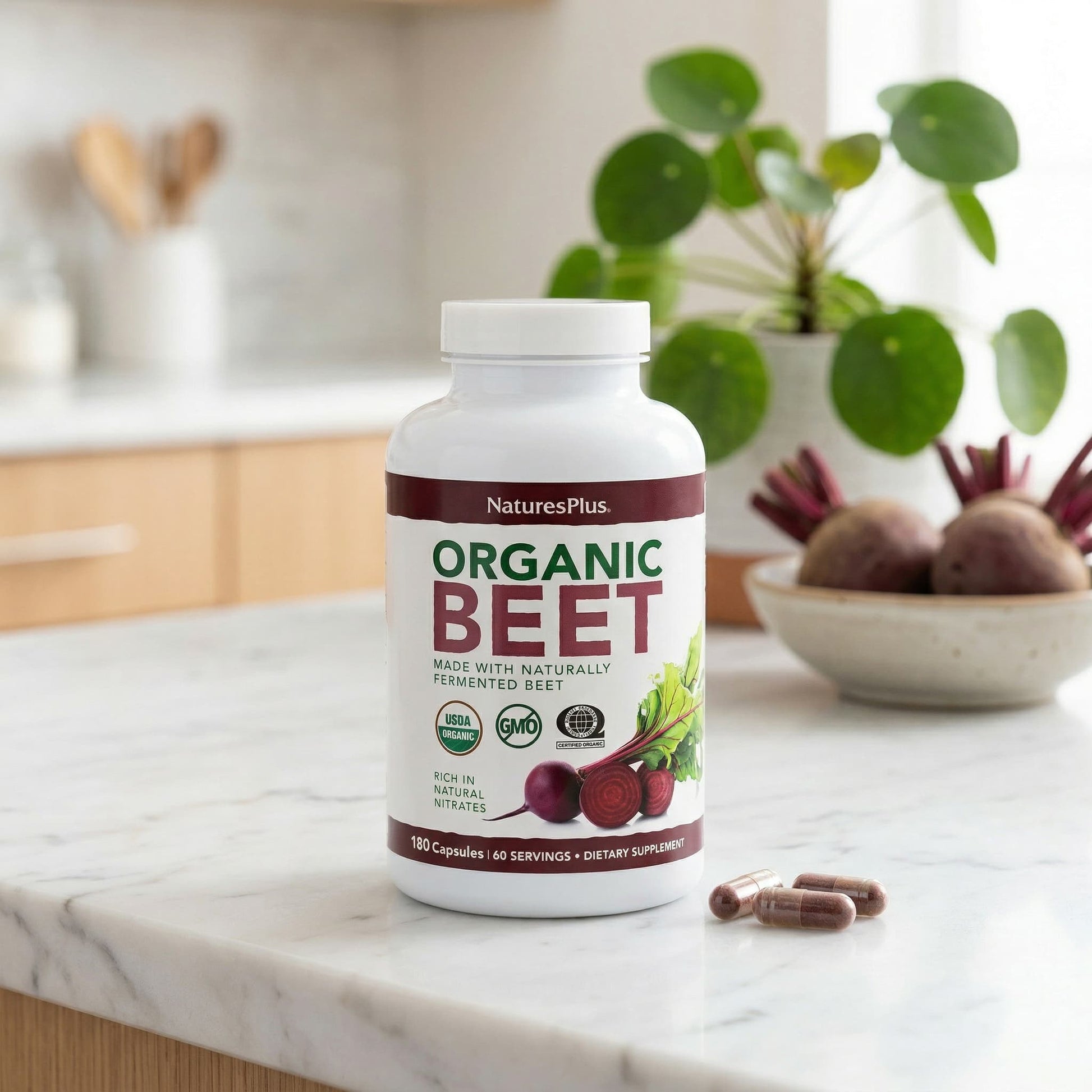 Nature's Plus, Organic Beet, 180 Capsules UPC 097467395435 | Hilife Vitamins