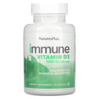 Nature's Plus, Immune Vitamin D3, 125 mcg (5,000 IU), 60 Softgels UPC 097467410046 | Hilife Vitamins