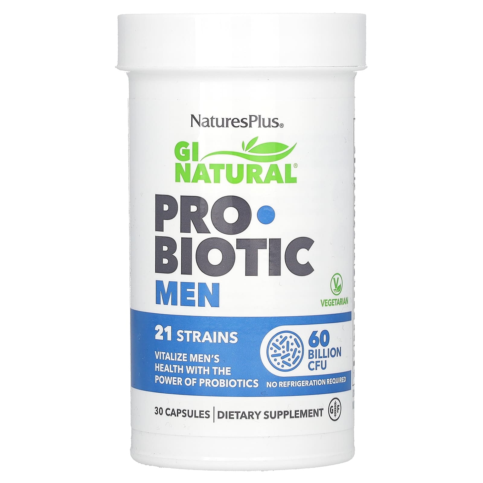 Nature's Plus, GI Natural, Probiotic Men, 60 Billion CFU, 30 Capsules UPC 097467439047 | Hilife Vitamins