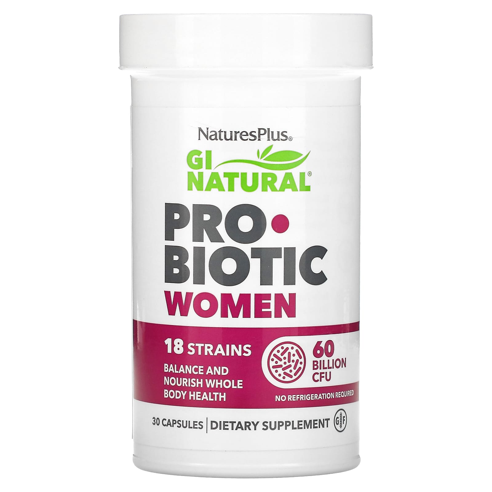 Nature's Plus, GI Natural Probiotic Women, 60 Billion CFU, 30 Capsules UPC 097467439061 | Hilife Vitamins