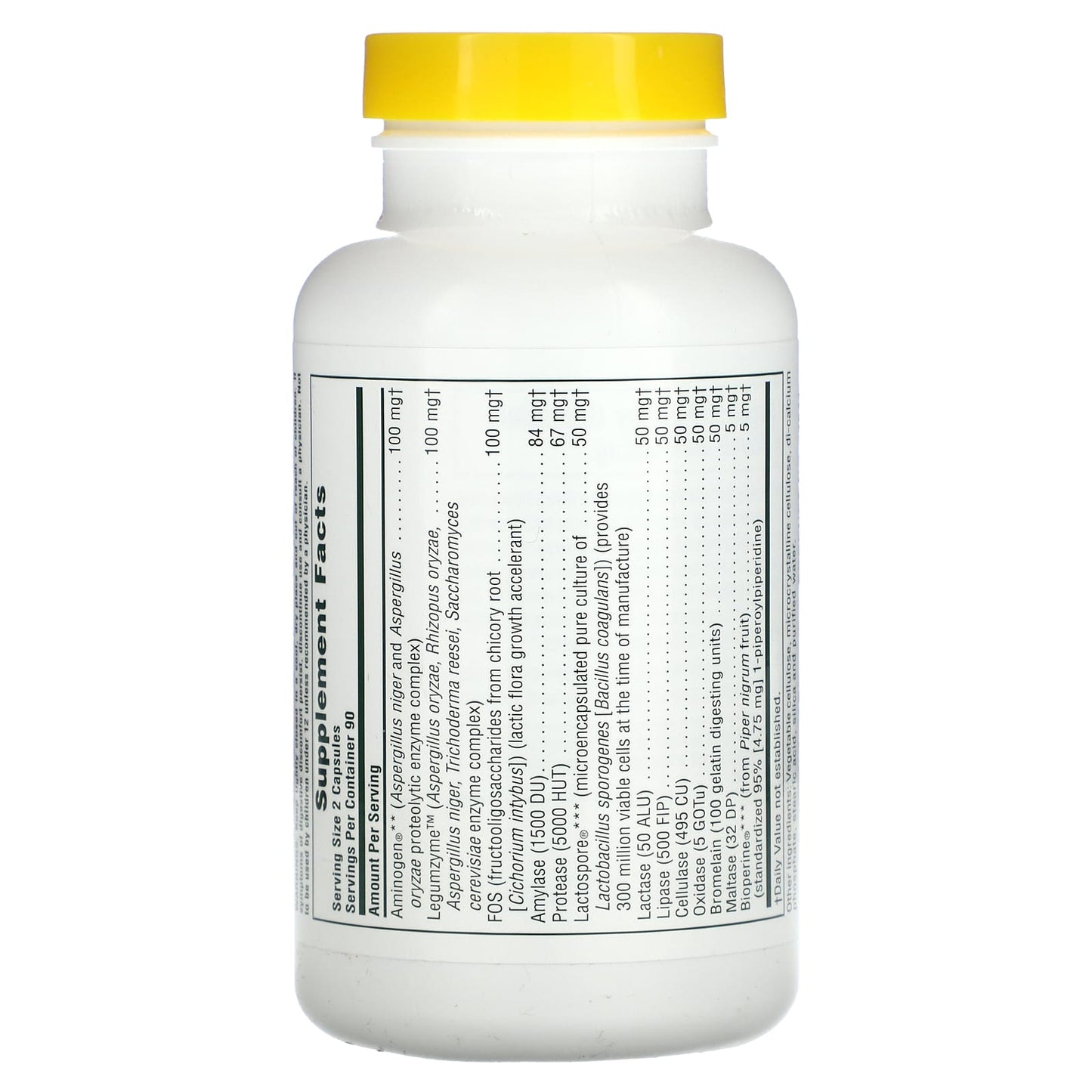 Nature's Plus, Acti-Zyme, Acitvated Digestion Aid, 180 Vegan Capsules UPC 097467445413 | Hilife Vitamins