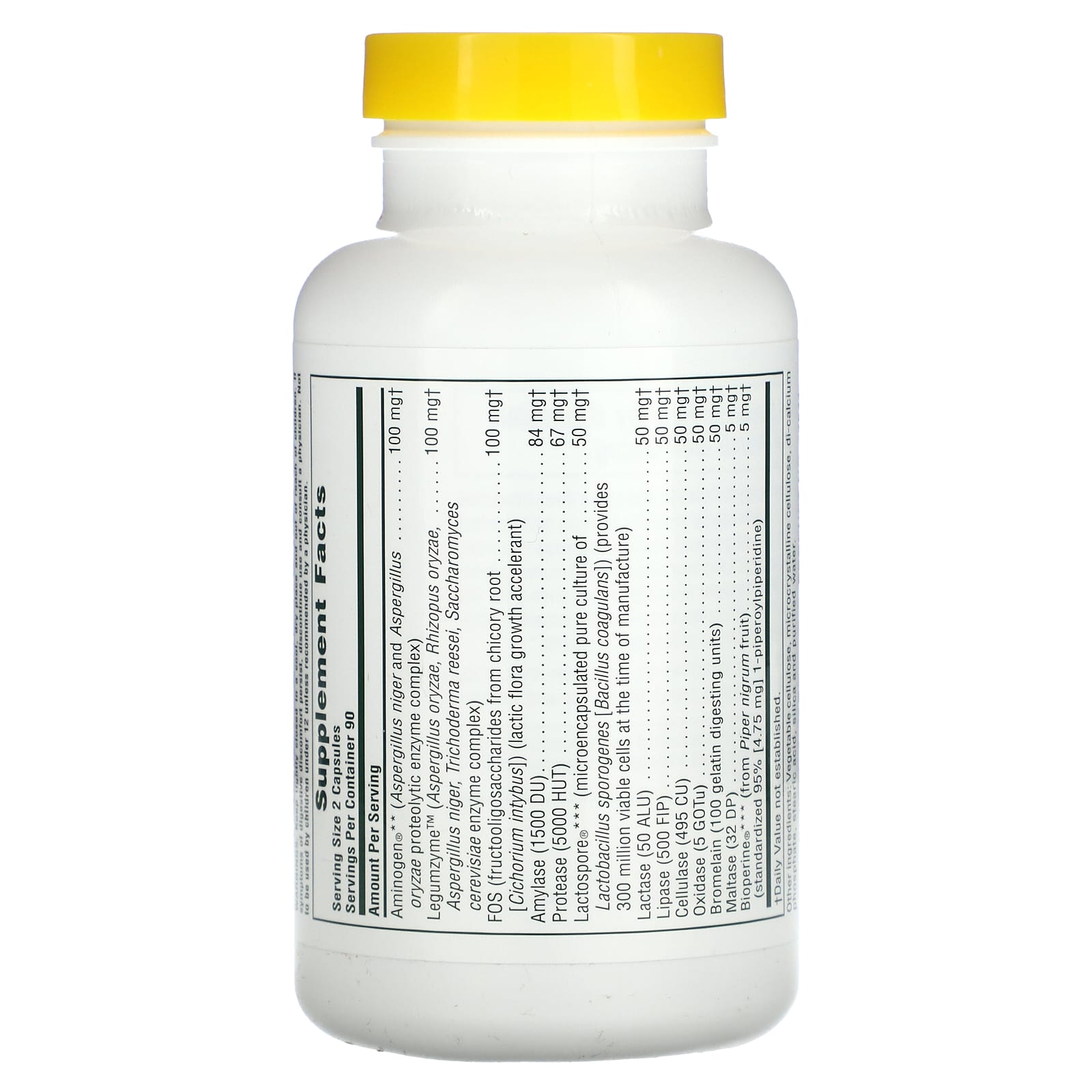 Nature's Plus, Acti-Zyme, Acitvated Digestion Aid, 180 Vegan Capsules UPC 097467445413 | Hilife Vitamins