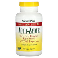 Nature's Plus, Acti-Zyme, Acitvated Digestion Aid, 180 Vegan Capsules UPC 097467445413 | Hilife Vitamins
