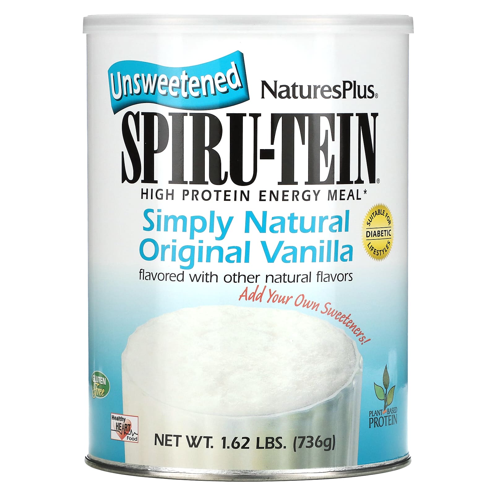 Nature's Plus, Spiru-Tein, High Protein Energy Meal, Unsweetened,, 1.63 Lbs UPC 097467458840 | Hilife Vitamins