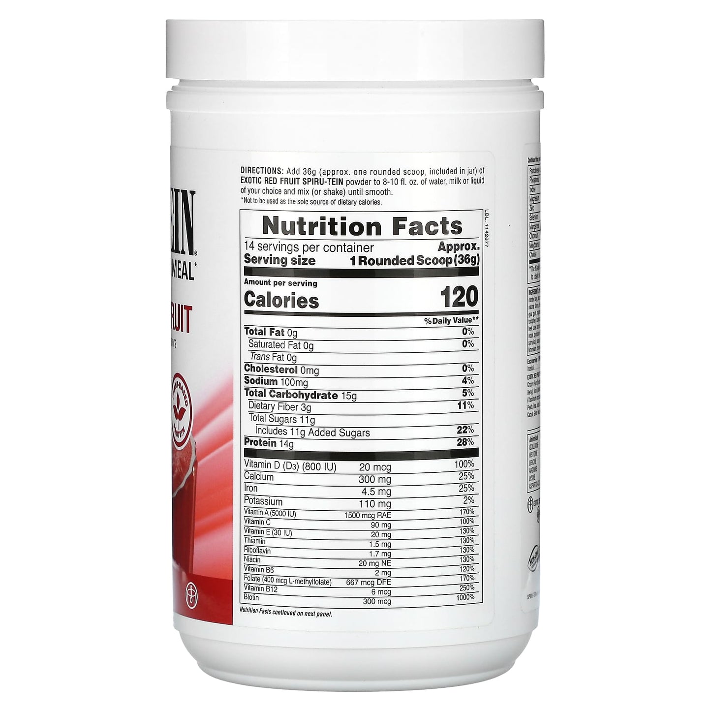 Nature's Plus, Spiru-Tein, High Protein Energy Meal, Exotic Red F, 1.1 Lbs UPC 097467459229 | Hilife Vitamins