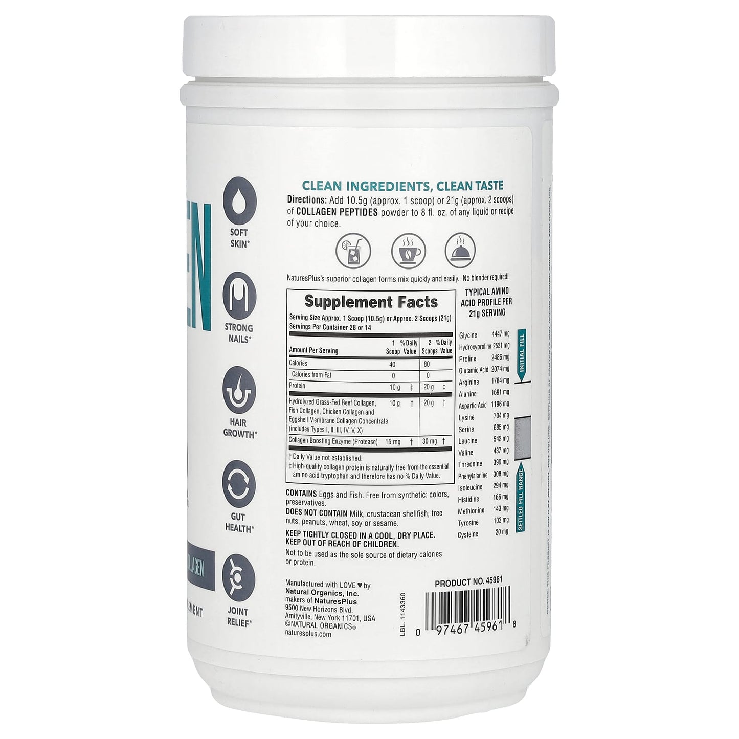 Nature's Plus, Collagen Peptides, 10.4 Oz UPC 097467459618 | Hilife Vitamins