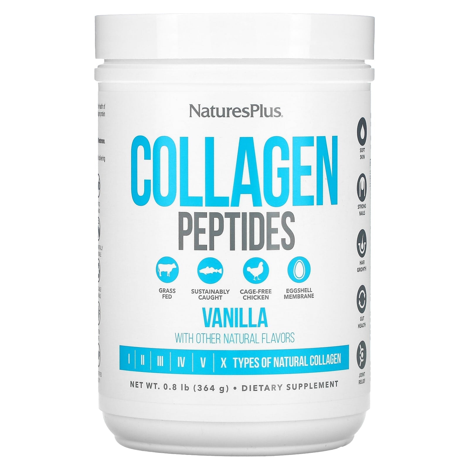 Nature's Plus, Collagen Peptides, Vanilla, 0.8 lb (364 g) UPC 097467459663 | Hilife Vitamins