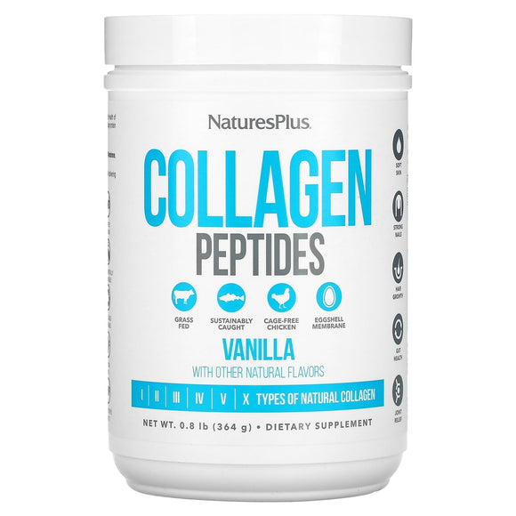 Nature’s Plus, Collagen Peptides, Vanilla, 0.8 lb (364 g) - 097467459663 | Hilife Vitamins