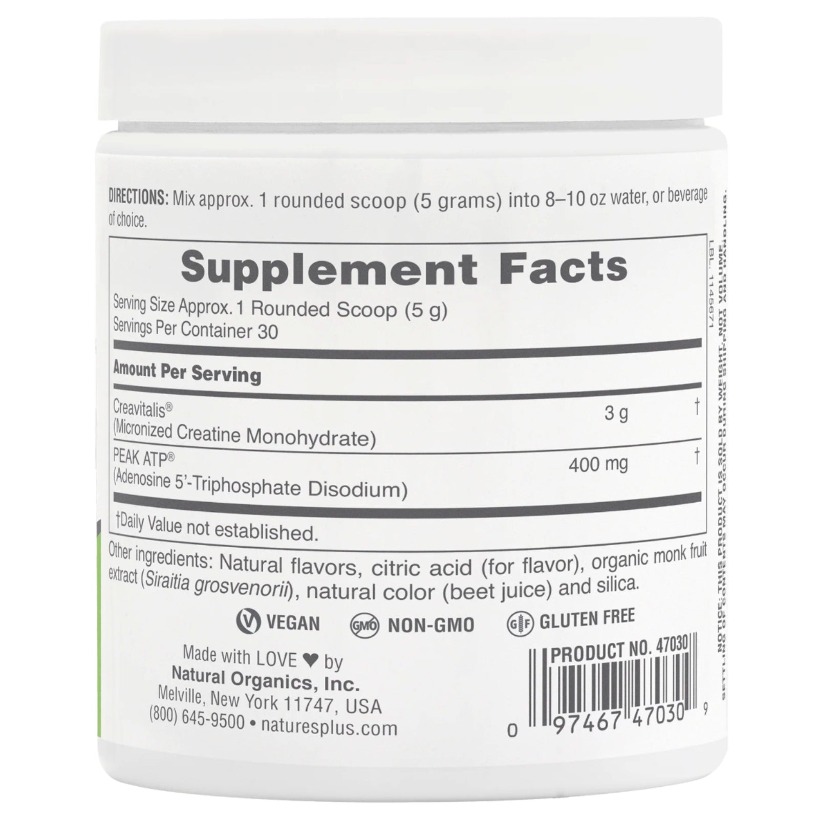Nature’s Plus, PRO Creatine Performance System, 0.33lb (150g) UPC 097467470309 | HiLife Vitamins