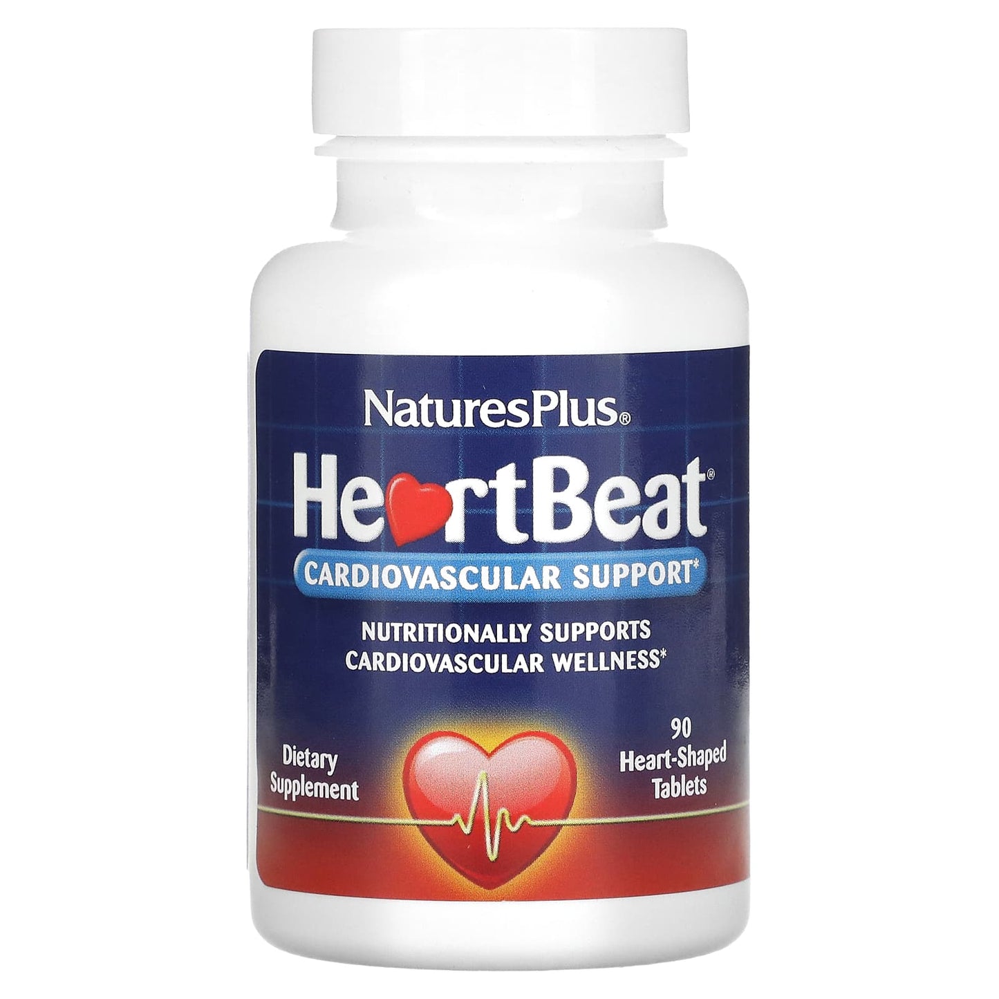 Nature's Plus, HeartBeat®, Cardiovascular Support, 90 Heart-Shaped Tablets UPC 097467474215 | Hilife Vitamins