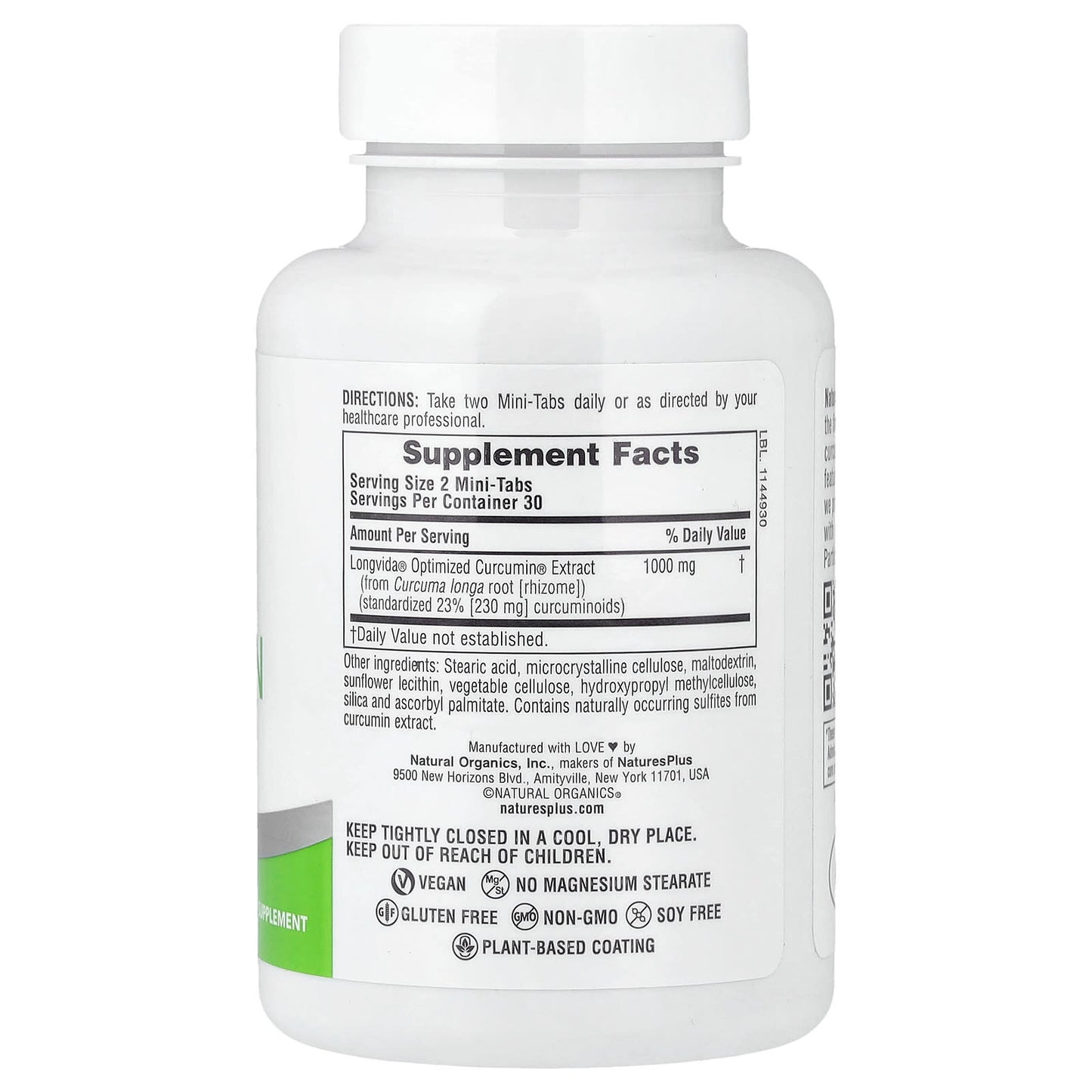 Nature's Plus, Pro Longvida®, Curcumin 1000, 60 Mini-Tabs UPC 097467496163 | Hilife Vitamins