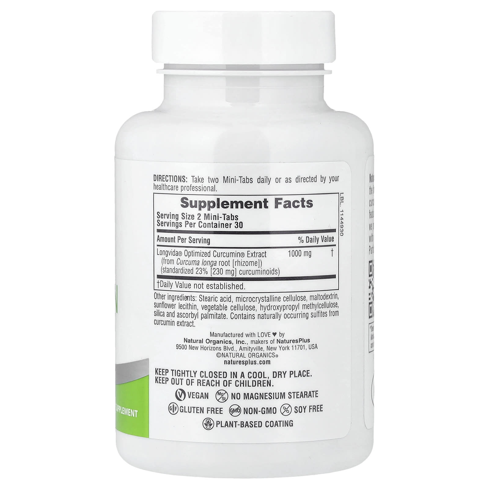 Nature's Plus, Pro Longvida®, Curcumin 1000, 60 Mini-Tabs UPC 097467496163 | Hilife Vitamins