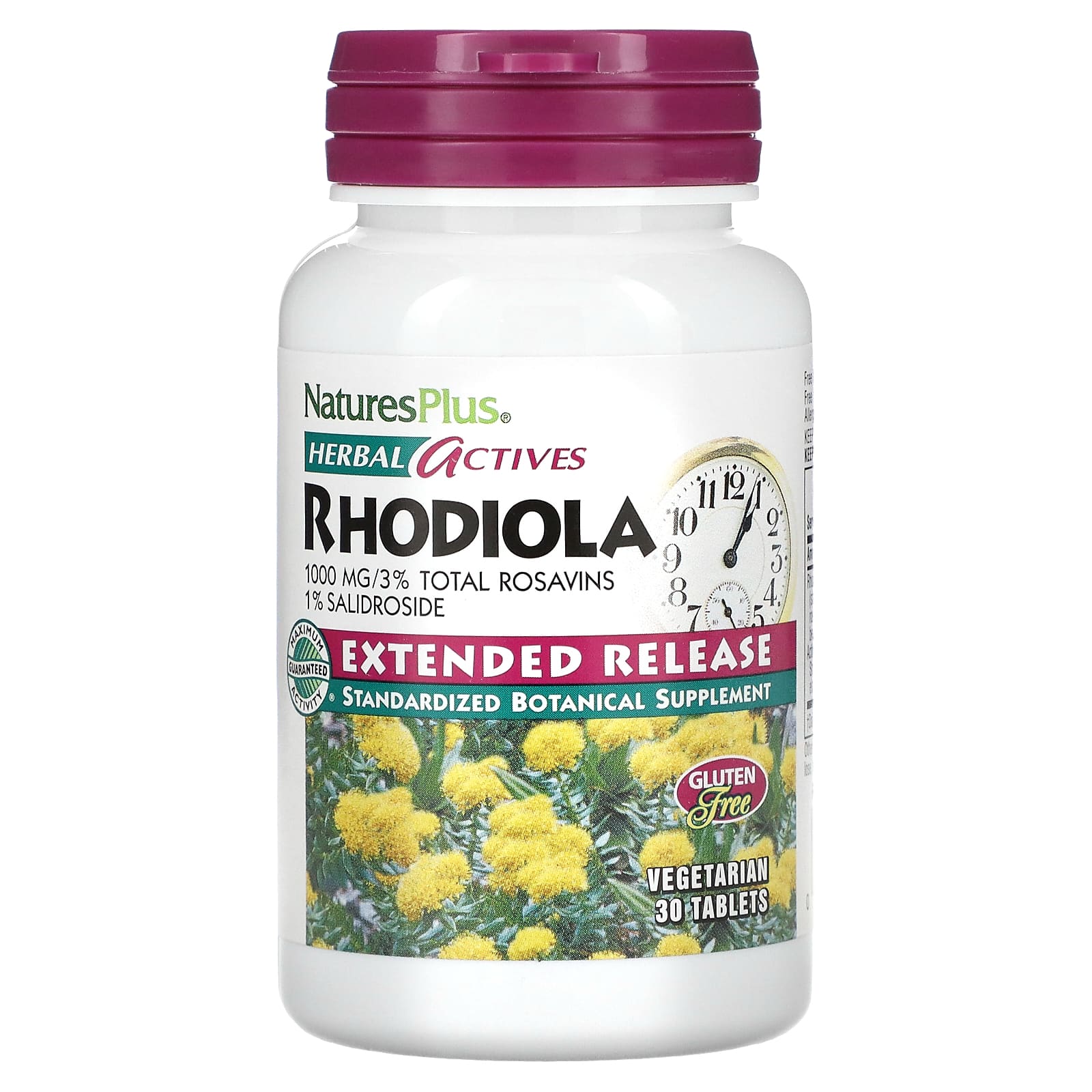 Nature's Plus, Herbal Actives, Rhodiola, Extended Release, 1,000 mg, 30 Tablets UPC 097467736412 | Hilife Vitamins