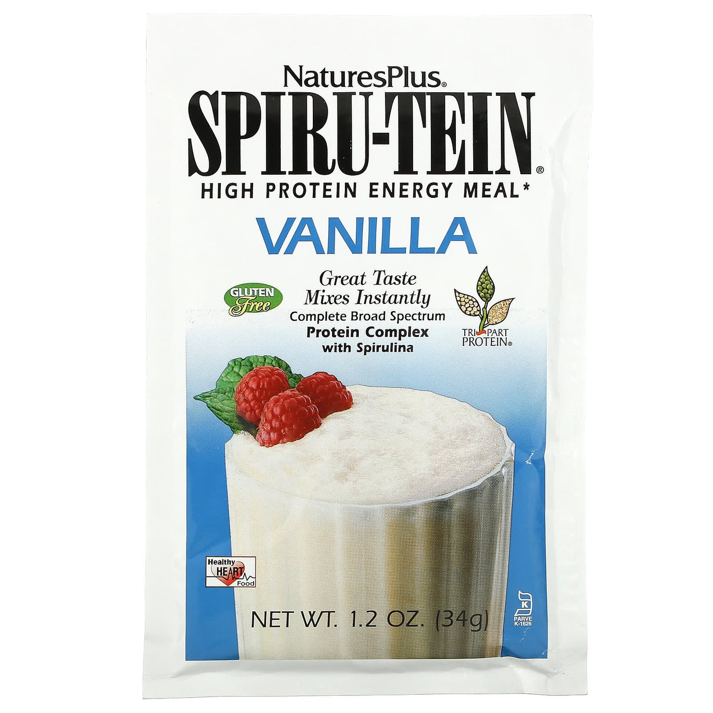Nature's Plus, Spiru-Tein, High Protein Energy Meal, Vanilla, 8 P, 8 Packets UPC 097467958210 | Hilife Vitamins