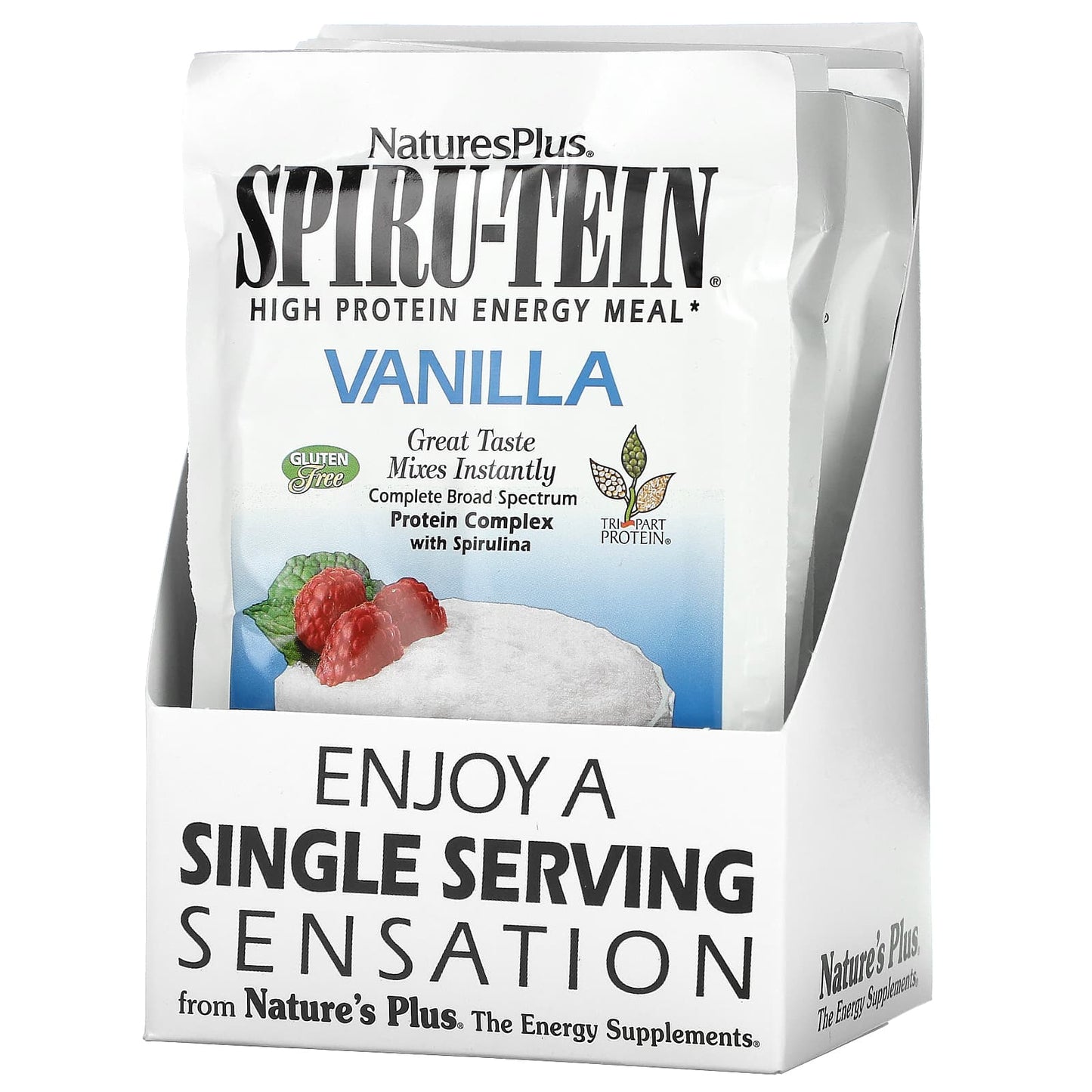 Nature's Plus, Spiru-Tein, High Protein Energy Meal, Vanilla, 8 P, 8 Packets UPC 097467958210 | Hilife Vitamins