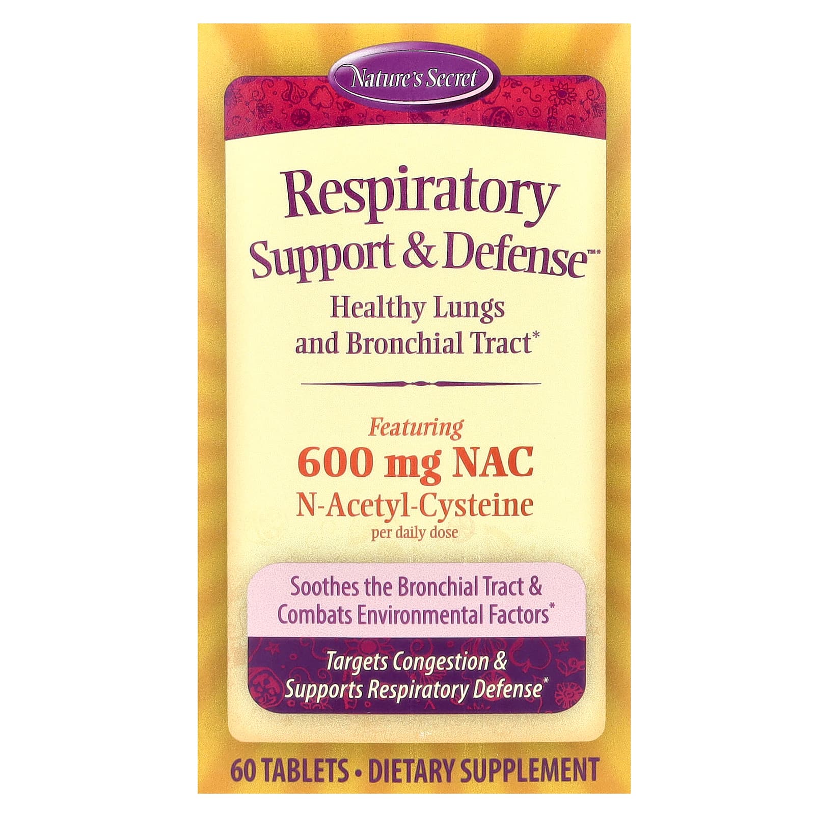Natures Secret, Respiratory Cleanse & Defense, 60 Tablets UPC 710363255602 | Hilife Vitamins