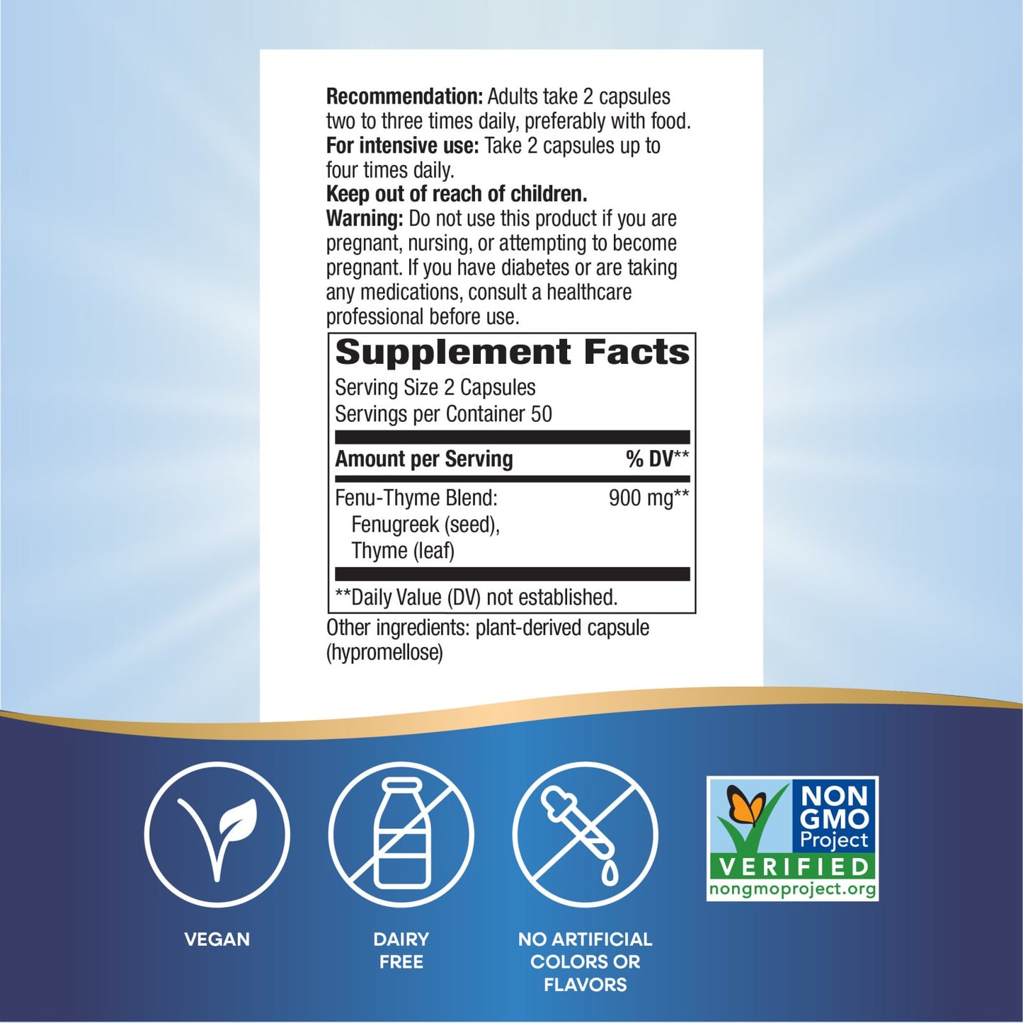 Nature’s Way, Fenu-Thyme, 100 Vegetarian Capsules UPC 033674003503 | Hilife Vitamins