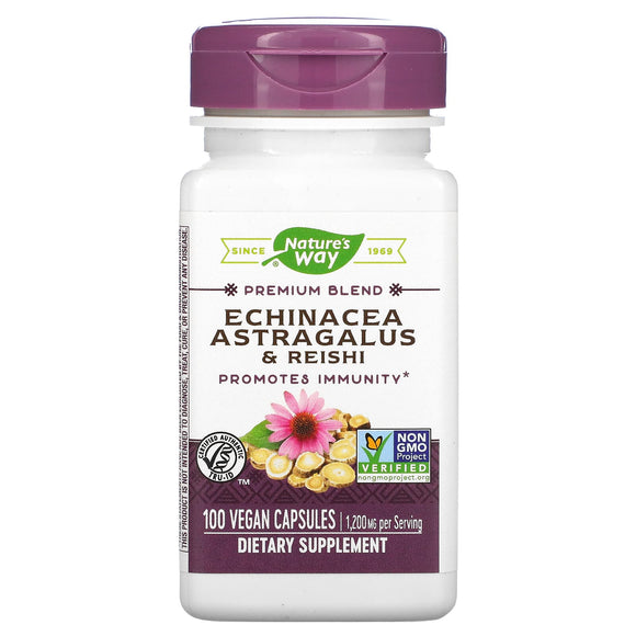 Nature’s Way, Echinacea-Astragalus-Reishi, 100 Vegetarian Capsules - 033674004135 | Hilife Vitamins