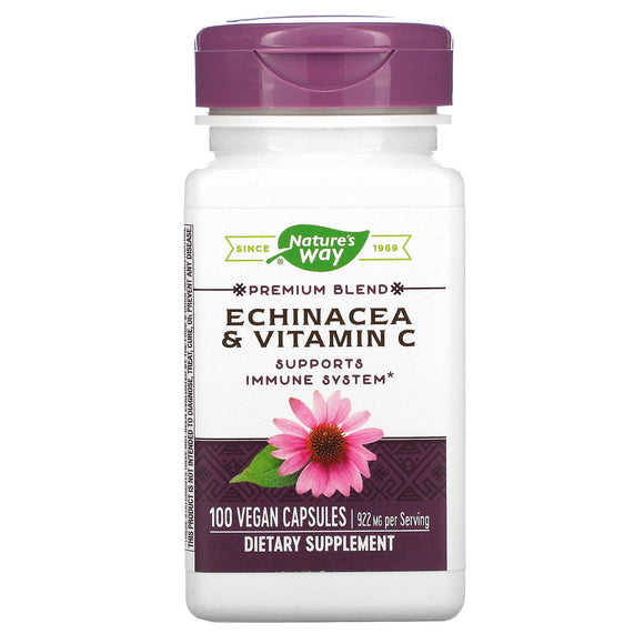 Nature’s Way, Echinacea With Vitamin C, 100 Vegan Capsules - 033674004173 | Hilife Vitamins