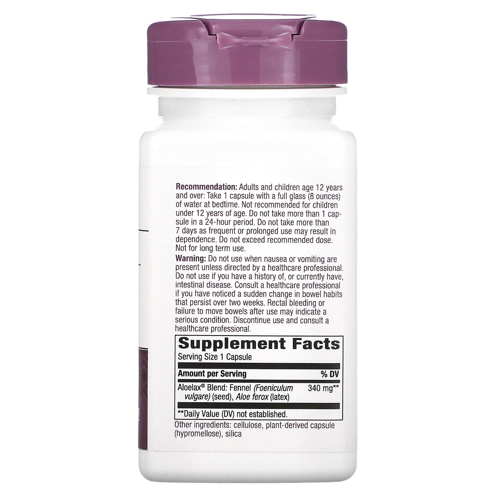 Nature’s Way, Aloelax, 100 Vegetarian Capsules UPC 033674009000 | Hilife Vitamins