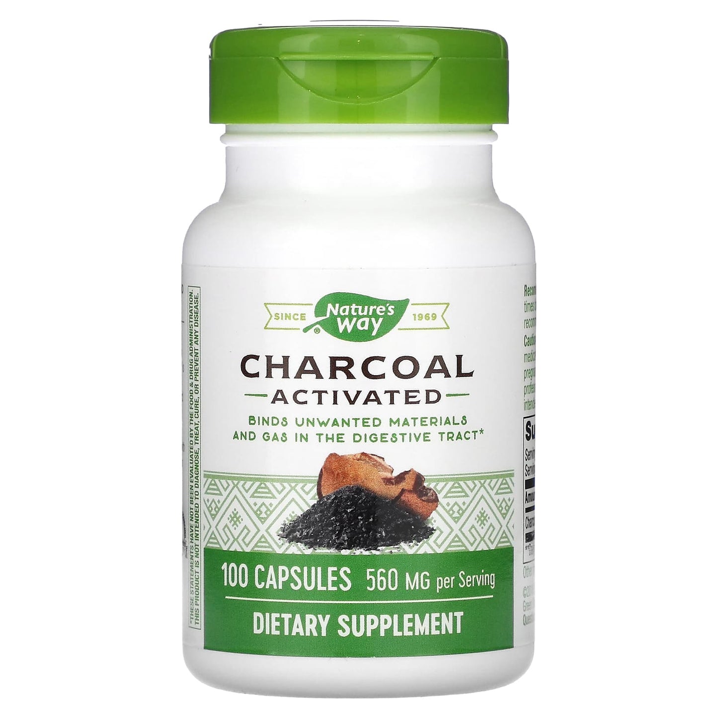 Nature’s Way, Charcoal, Activated, 100 Capsules UPC 033674020708 | Hilife Vitamins