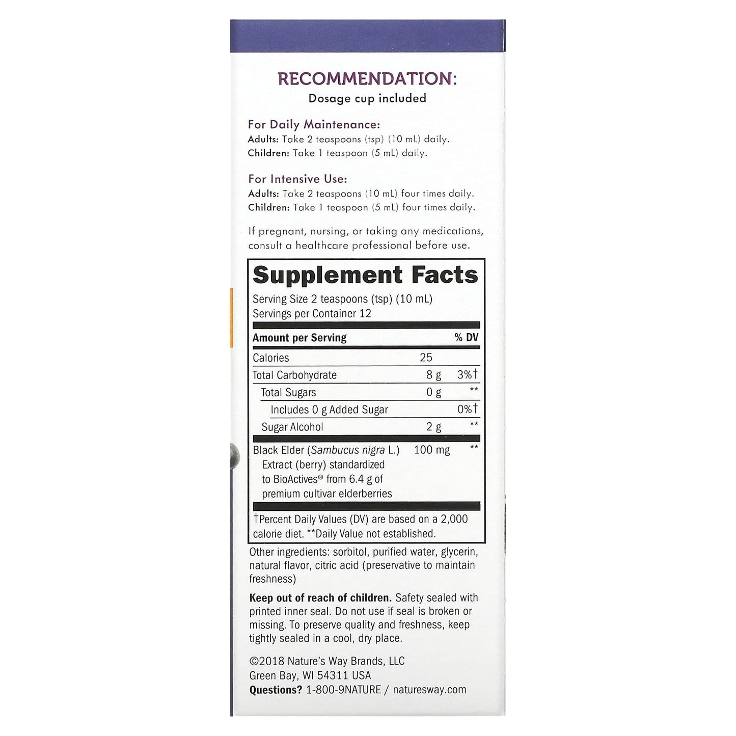 Nature’s Way, Sambucus Sugar-Free Syrup, 4 Oz UPC 033674069714 | Hilife Vitamins
