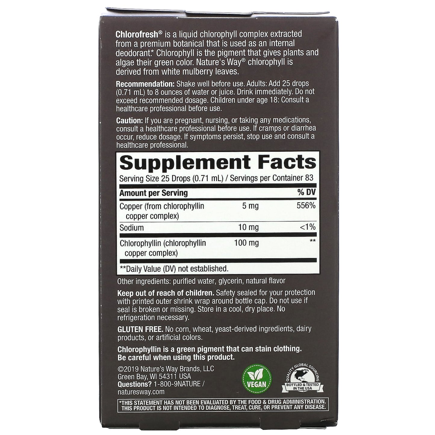 Nature’s Way, Chlorofresh drops mint 2oz, 2 Oz UPC 033674100080 | Hilife Vitamins
