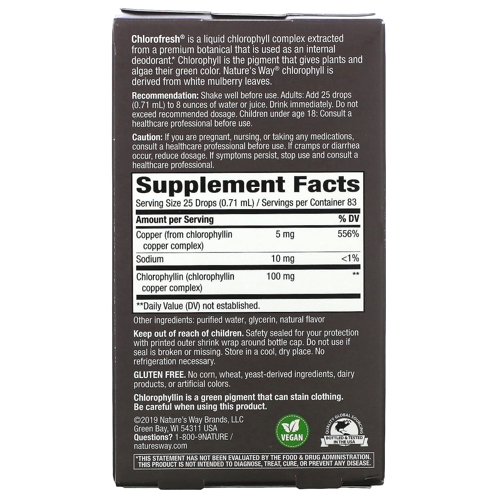 Nature’s Way, Chlorofresh drops mint 2oz, 2 Oz UPC 033674100080 | Hilife Vitamins