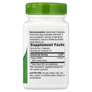 Nature’s Way, Alfalfa Leaves, 100 Vegetarian Capsules UPC 033674101001 | Hilife Vitamins