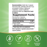 Nature’s Way, Alfalfa Leaves, 100 Vegetarian Capsules UPC 033674101001 | Hilife Vitamins