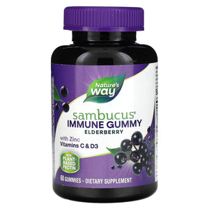 Nature’s Way, Sambucus Standardized Elderberry Gummies with Vitamin C and Zinc, 60 Gummies - 033674104866 | Hilife Vitamins