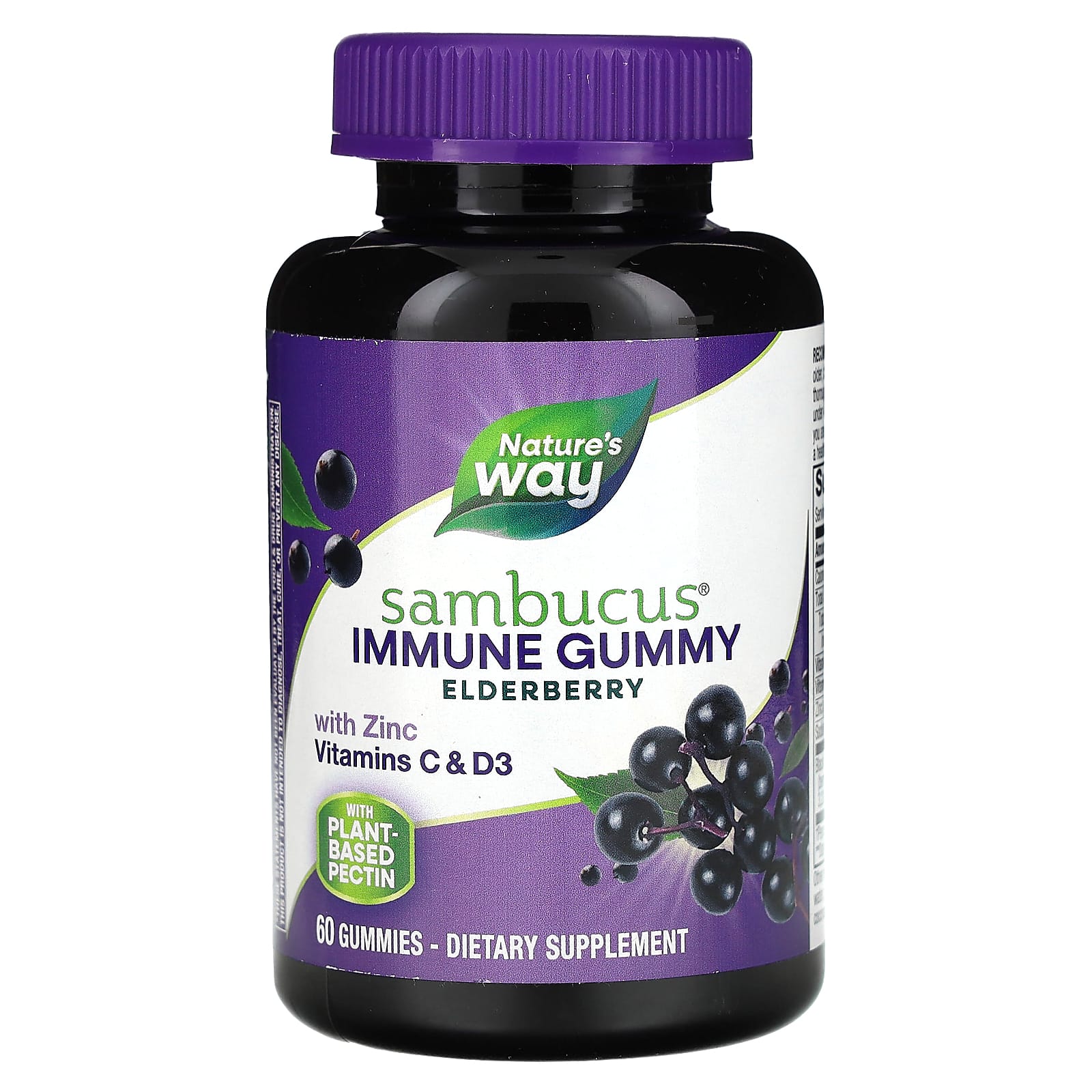 Nature’s Way, Sambucus Standardized Elderberry Gummies with Vitamin C and Zinc, 60 Gummies UPC 033674104866 | Hilife Vitamins