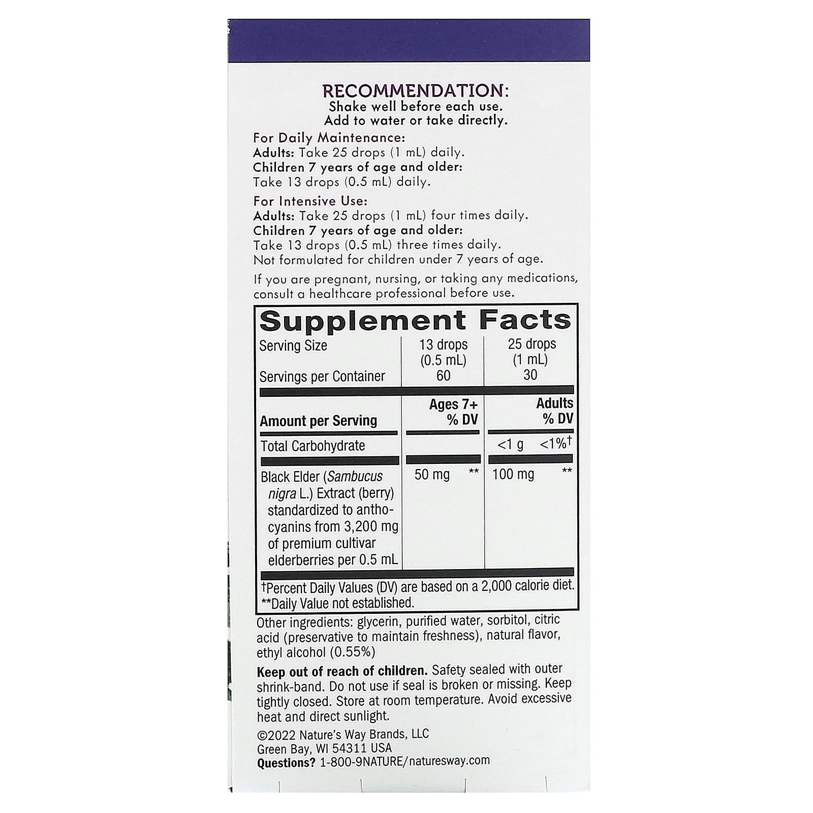 Nature’s Way, Sambucus Drops, 1 Oz lqd UPC 033674104934 | Hilife Vitamins
