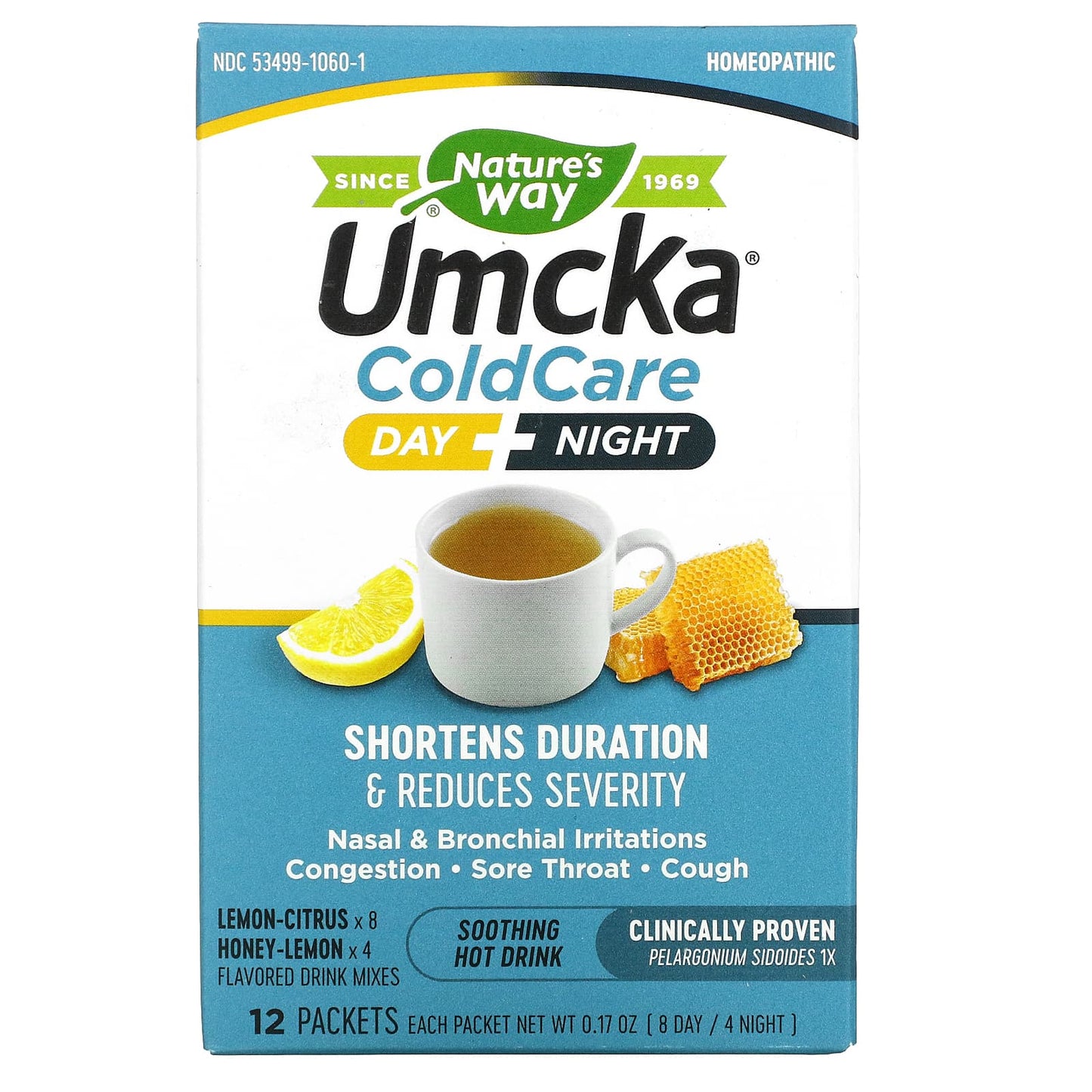 Nature’s Way, Umcka Coldcare Day & Night Hot Drink, 12 Packets UPC 033674106013 | Hilife Vitamins