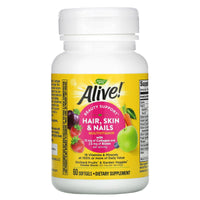 Nature’s Way, Alive! Hair, Skin & Nails Multi-Vitamin, Strawberry, 60 Softgels