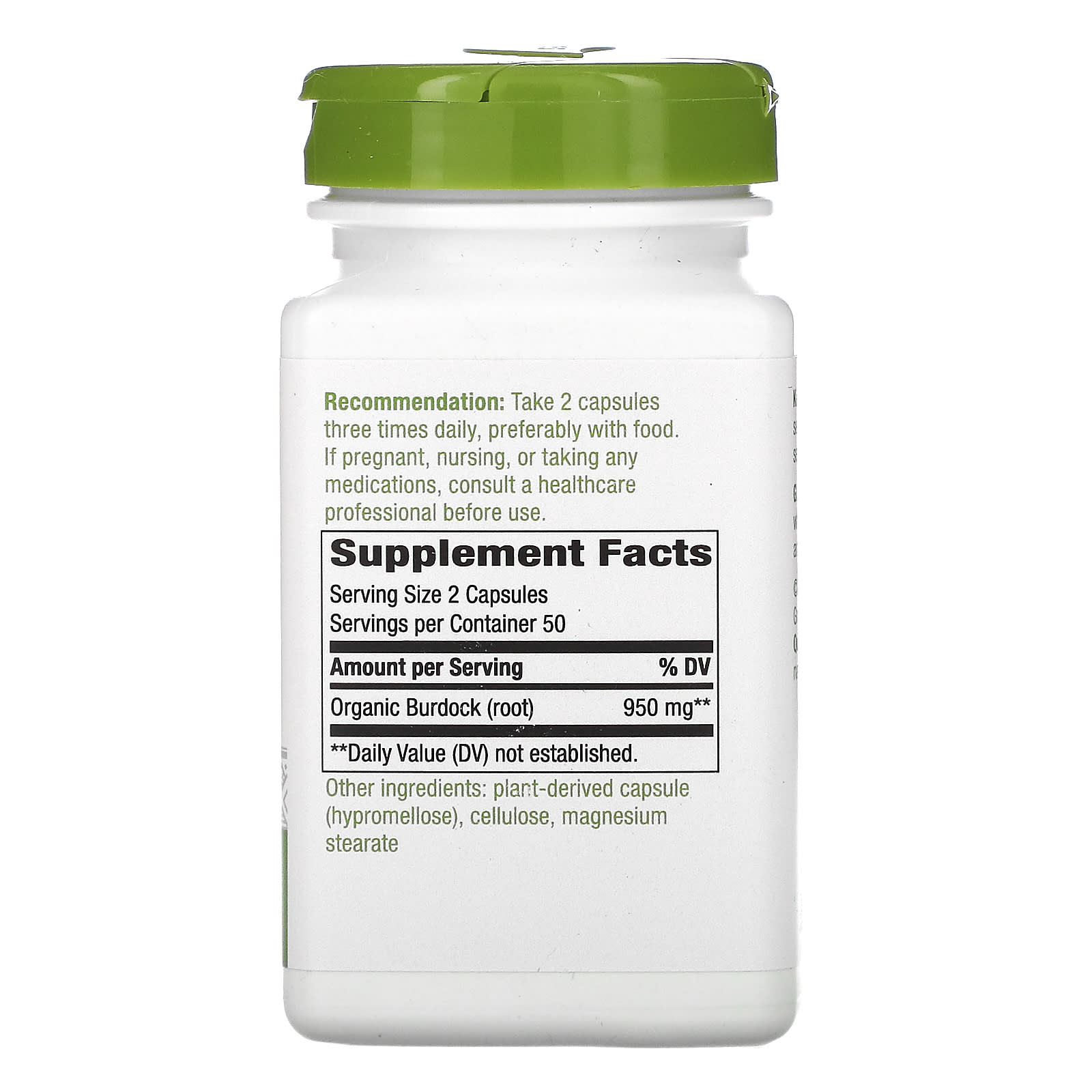 Nature’s Way, Burdock Root, 100 Vegetarian Capsules UPC 033674112007 | Hilife Vitamins