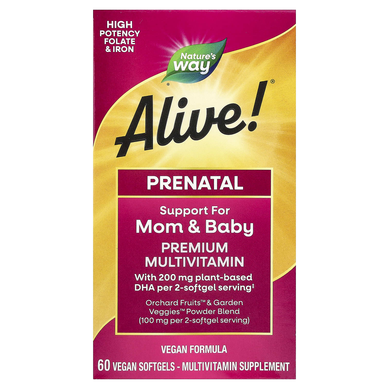 Nature’s Way, Alive! Prenatal Multi-Vitamin, 60 Vegetarian Softgels UPC 033674112090 | Hilife Vitamins