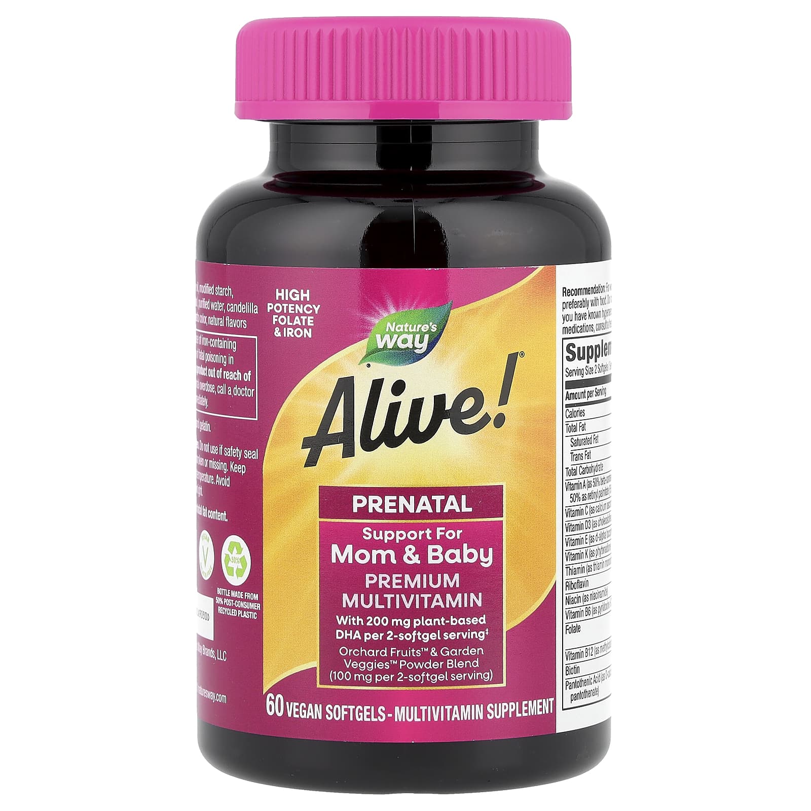 Nature’s Way, Alive! Prenatal Multi-Vitamin, 60 Vegetarian Softgels UPC 033674112090 | Hilife Vitamins