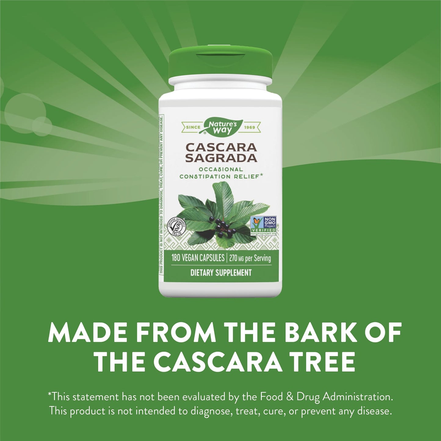 Nature’s Way, Cascara Sagrada, 180 Vegetarian Capsules UPC 033674113080 | Hilife Vitamins