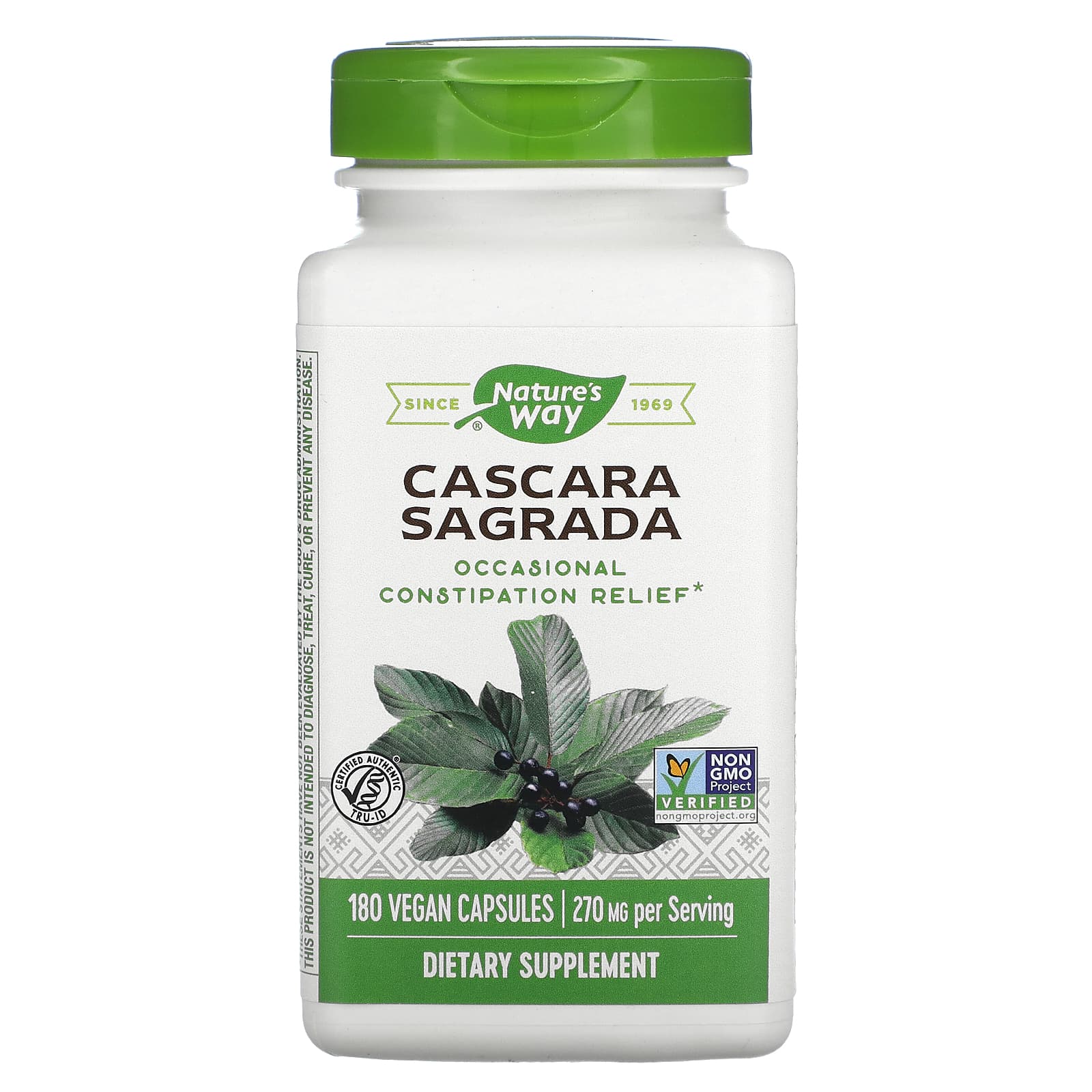 Nature’s Way, Cascara Sagrada, 180 Vegetarian Capsules UPC 033674113080 | Hilife Vitamins