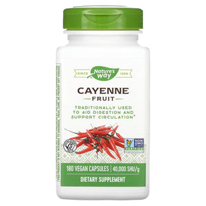 Nature’s Way, Cayenne 40,000 SHU, 180 Vegetarian Capsules - 033674115084 | Hilife Vitamins