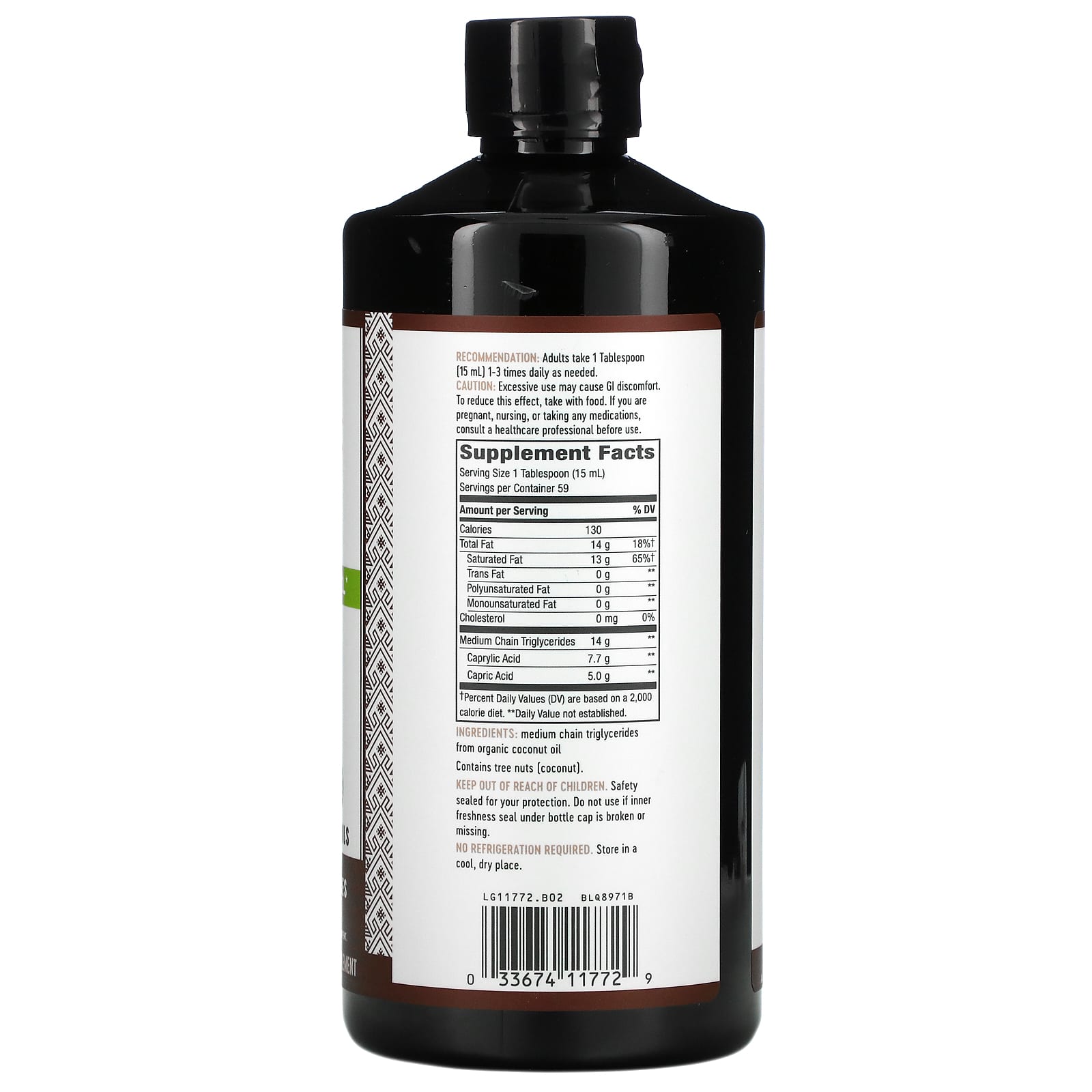 Nature’s Way, MCT Oil From Coconut 100% Potency, 30 Oz Liquid UPC 033674117729 | Hilife Vitamins