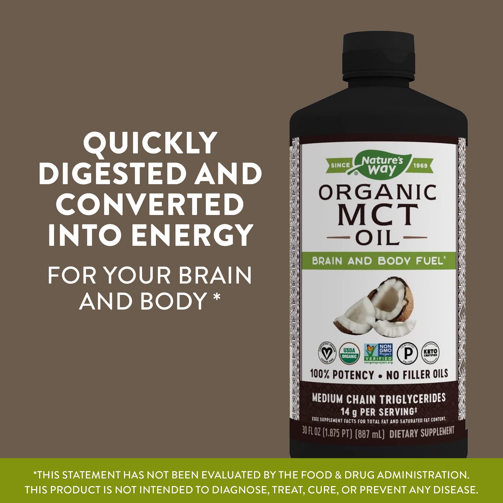 Nature’s Way, MCT Oil From Coconut 100% Potency, 30 Oz Liquid UPC 033674117729 | Hilife Vitamins