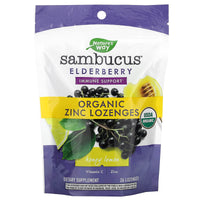 Nature’s Way, Sambucus Zinc Lozenges Honey Lemon Flavor, 24 Lozenges UPC 033674120897 | Hilife Vitamins
