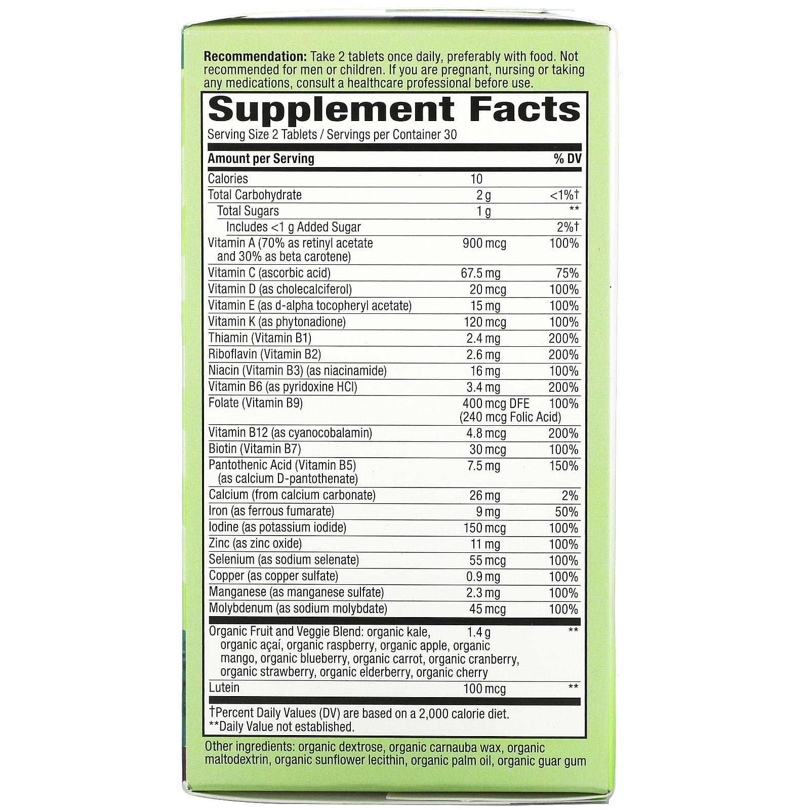 Nature’s Way, Alive! Garden Goodness Women's, 60 Tablets UPC 033674121115 | Hilife Vitamins